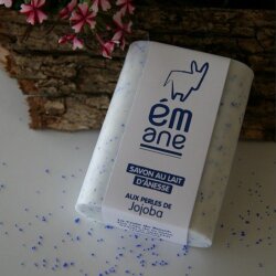 Savons au lait d'ânesse Jojoba et perles de jojoba bleues